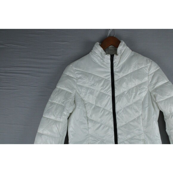 Live Love Dream White Puffer Jacket Womens Small Thumb Holes Lightweight Warm - Picture 7 of 15
